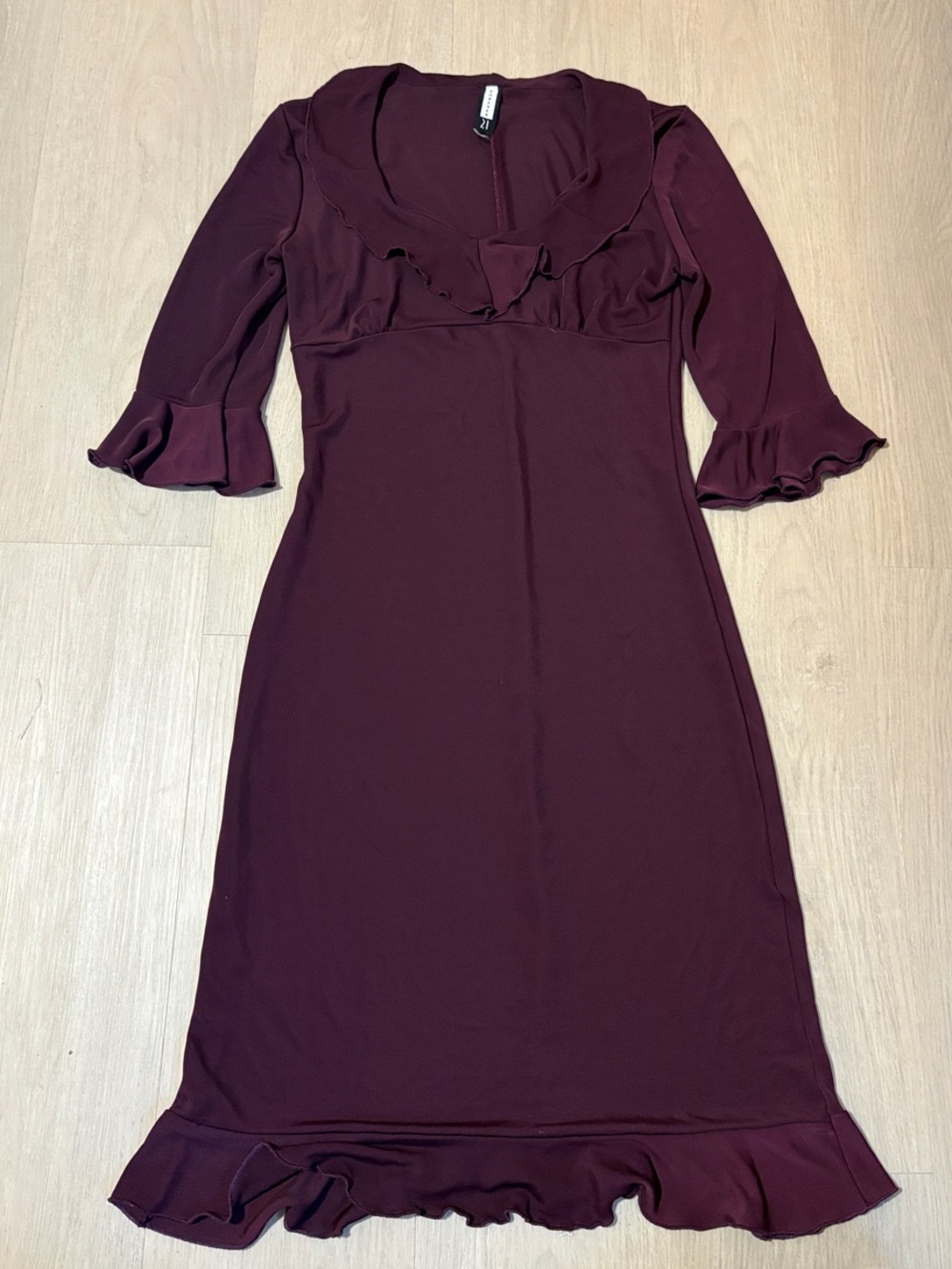Vintage F21 Ruffle-Trim Midi Dress
